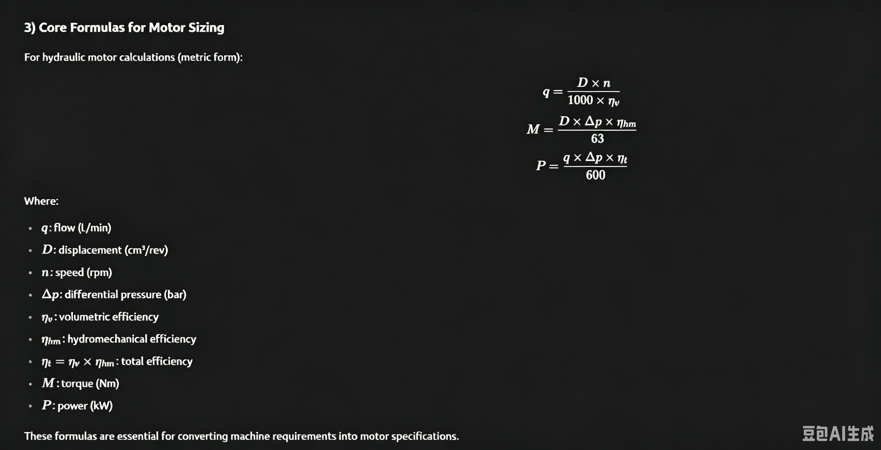 Formulas for Motor Sizing