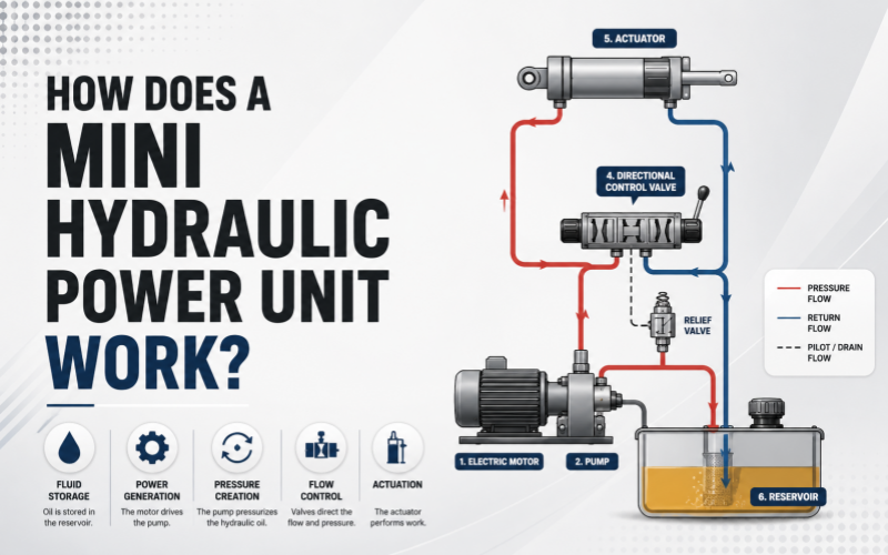 How a mini hydraulic power unit works