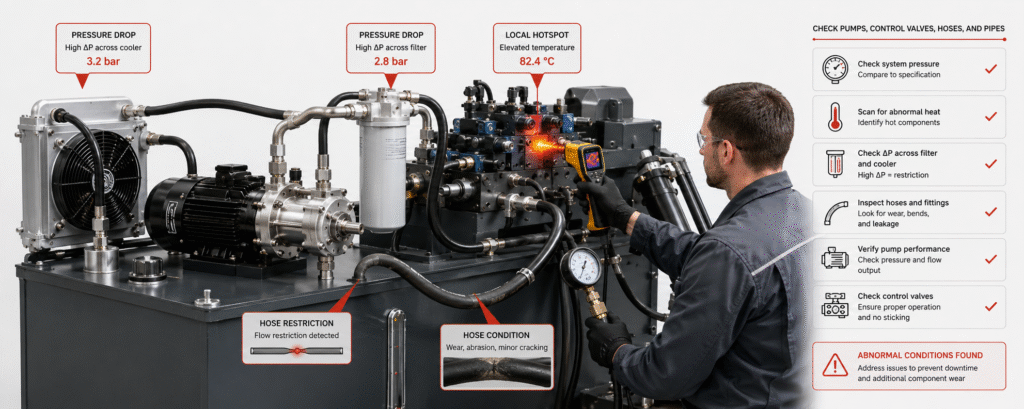 Check Pumps, Control Valves, Hoses, and Pipes