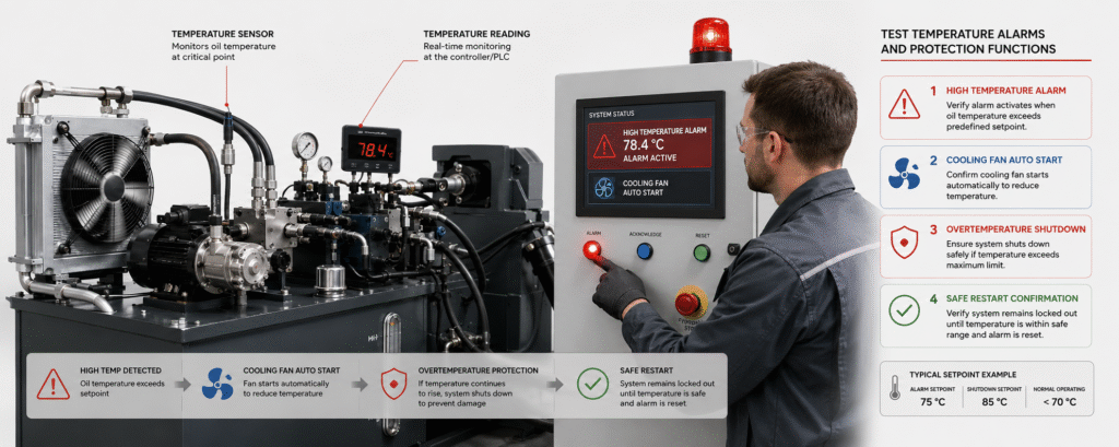 Test Temperature Alarms and Protection Functions