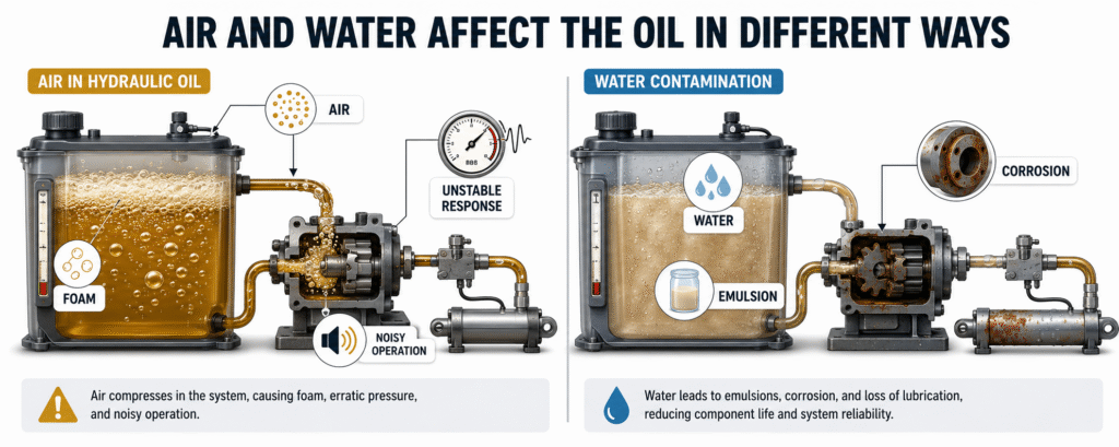 Air and Water Affect the Oil in Different Ways