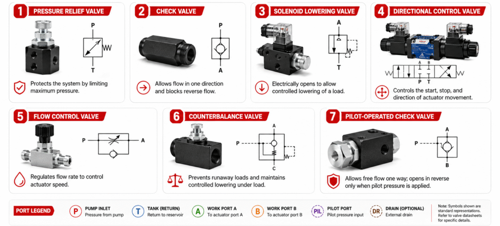 Common Valves in a Mini Hydraulic Power Unit